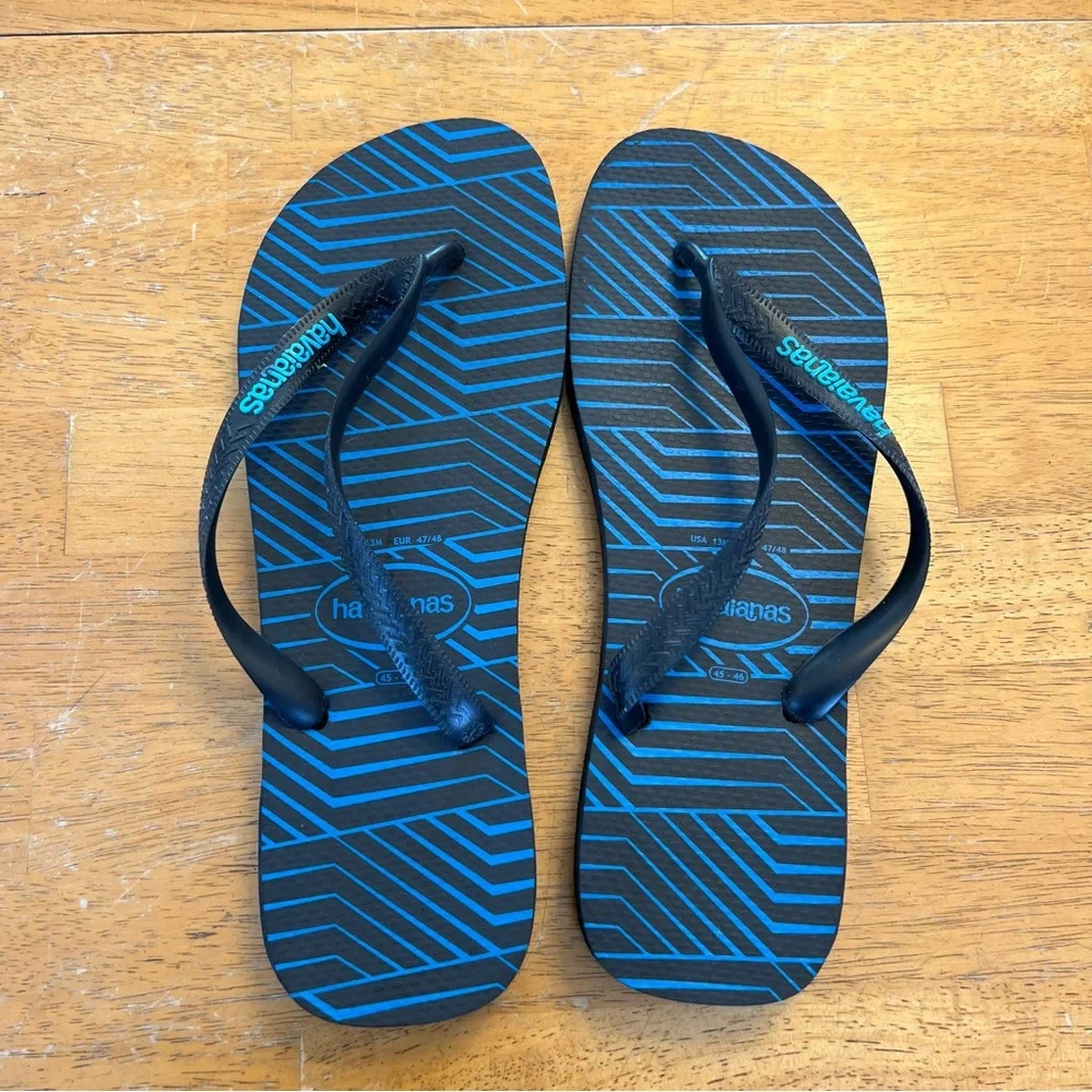 ✅ Havaianas 13 EU 45-46 black flip flops Sandals beach casual xl NWOT footwear
